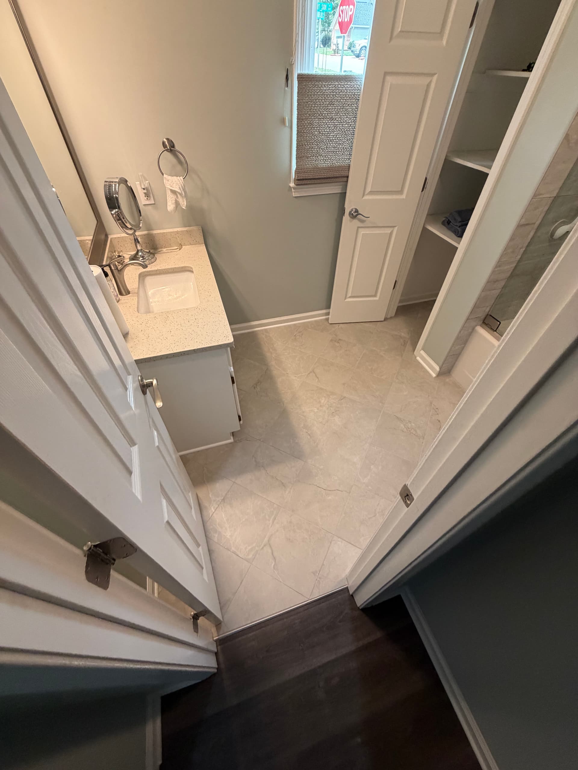 Gallery photos for Diagonal 12x12 Tile Floor Upgrade in a Small Bathroom: Image #9