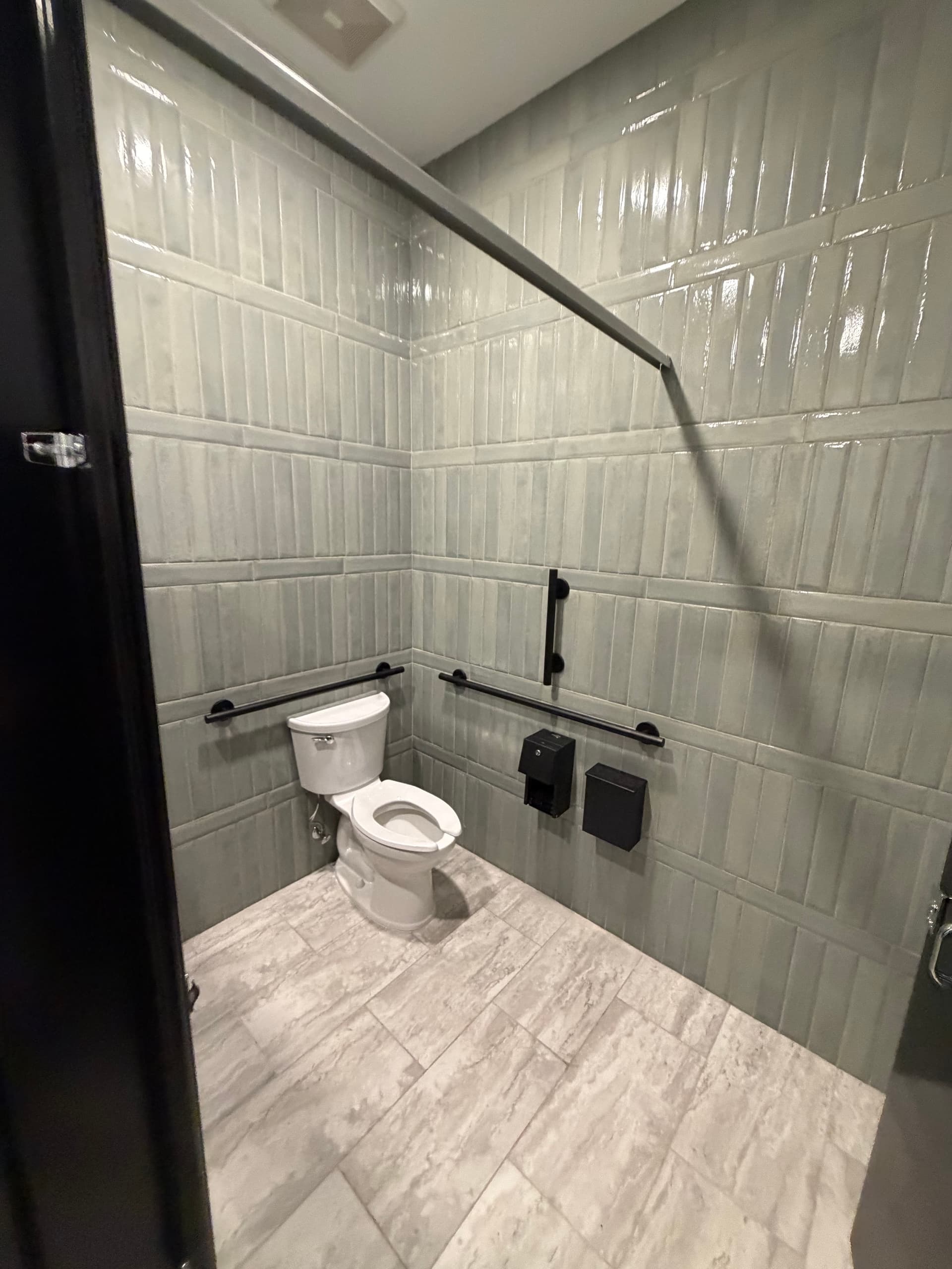 Gallery photos for Commercial Bathroom Remodel with Black Partitions in Charlotte: Image #7