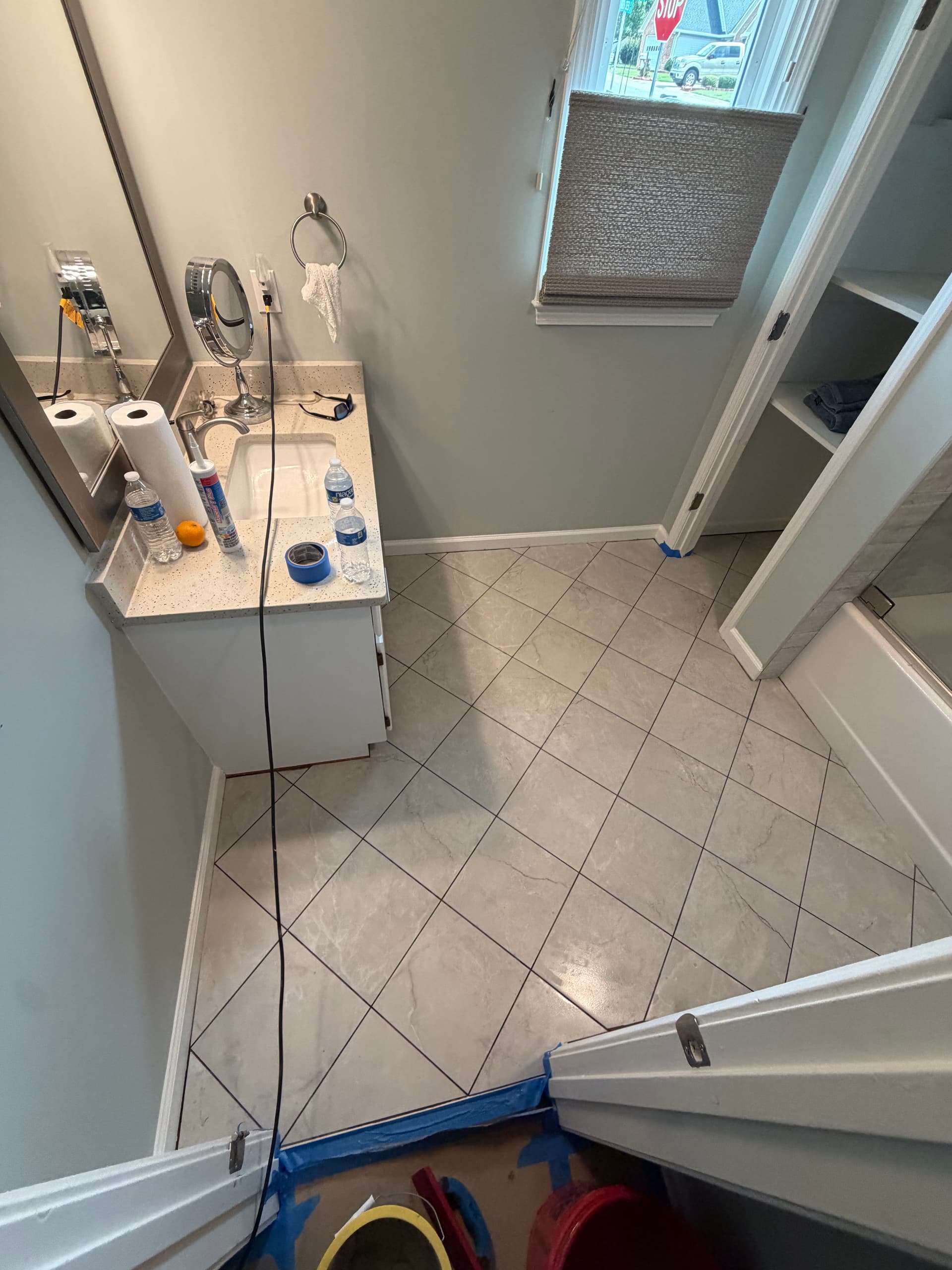 Gallery photos for Diagonal 12x12 Tile Floor Upgrade in a Small Bathroom: Image #8