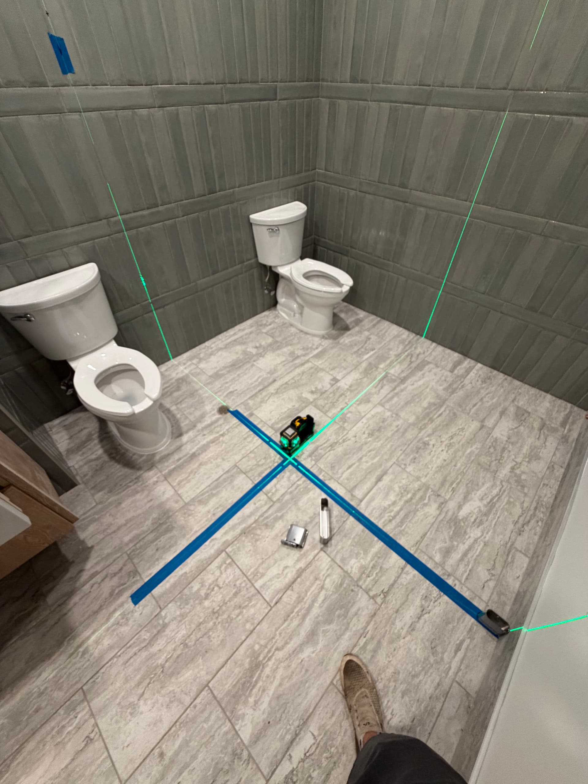 Gallery photos for Commercial Bathroom Remodel with Black Partitions in Charlotte: Image #1