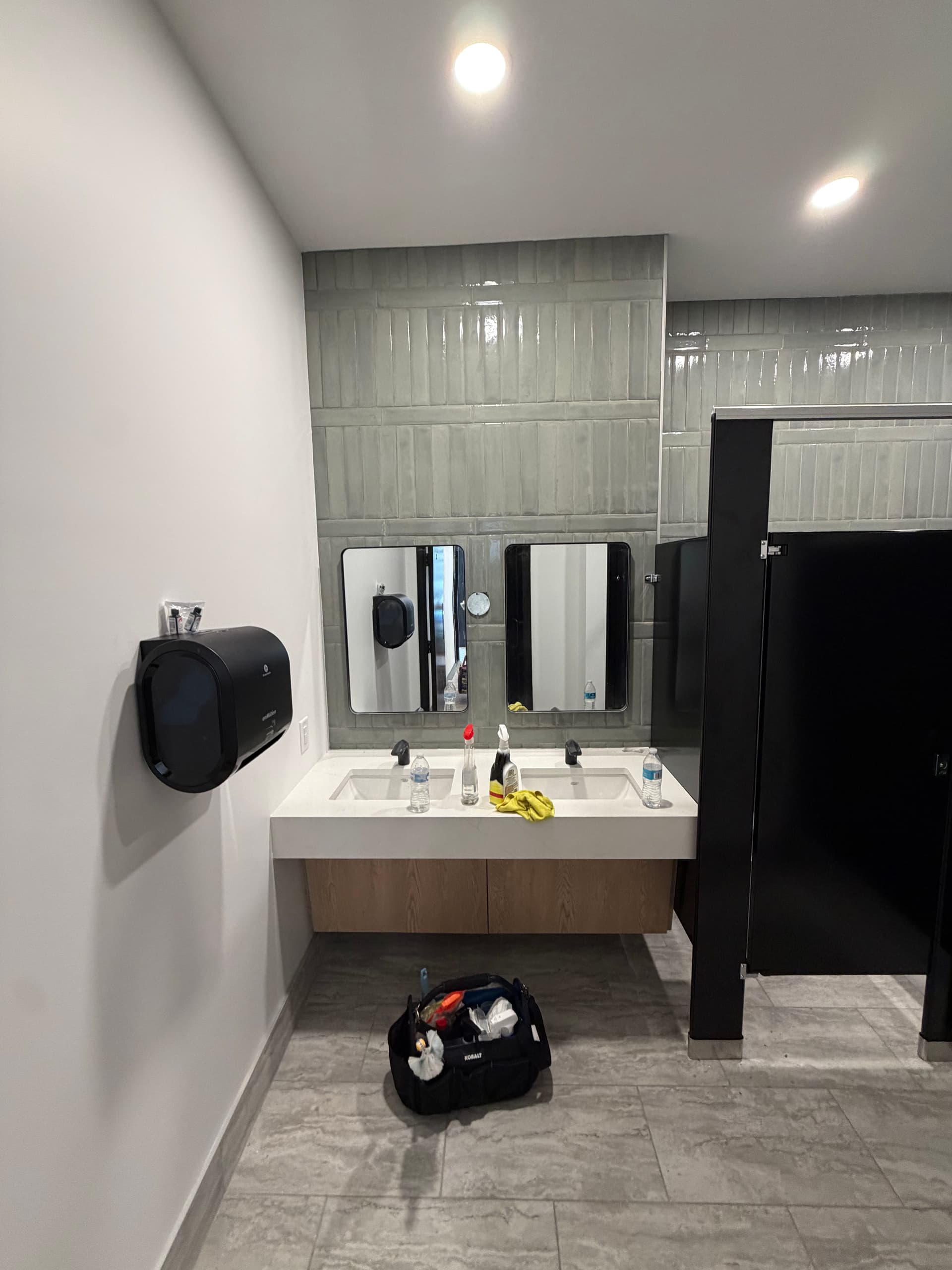 Gallery photos for Commercial Bathroom Remodel with Black Partitions in Charlotte: Image #3