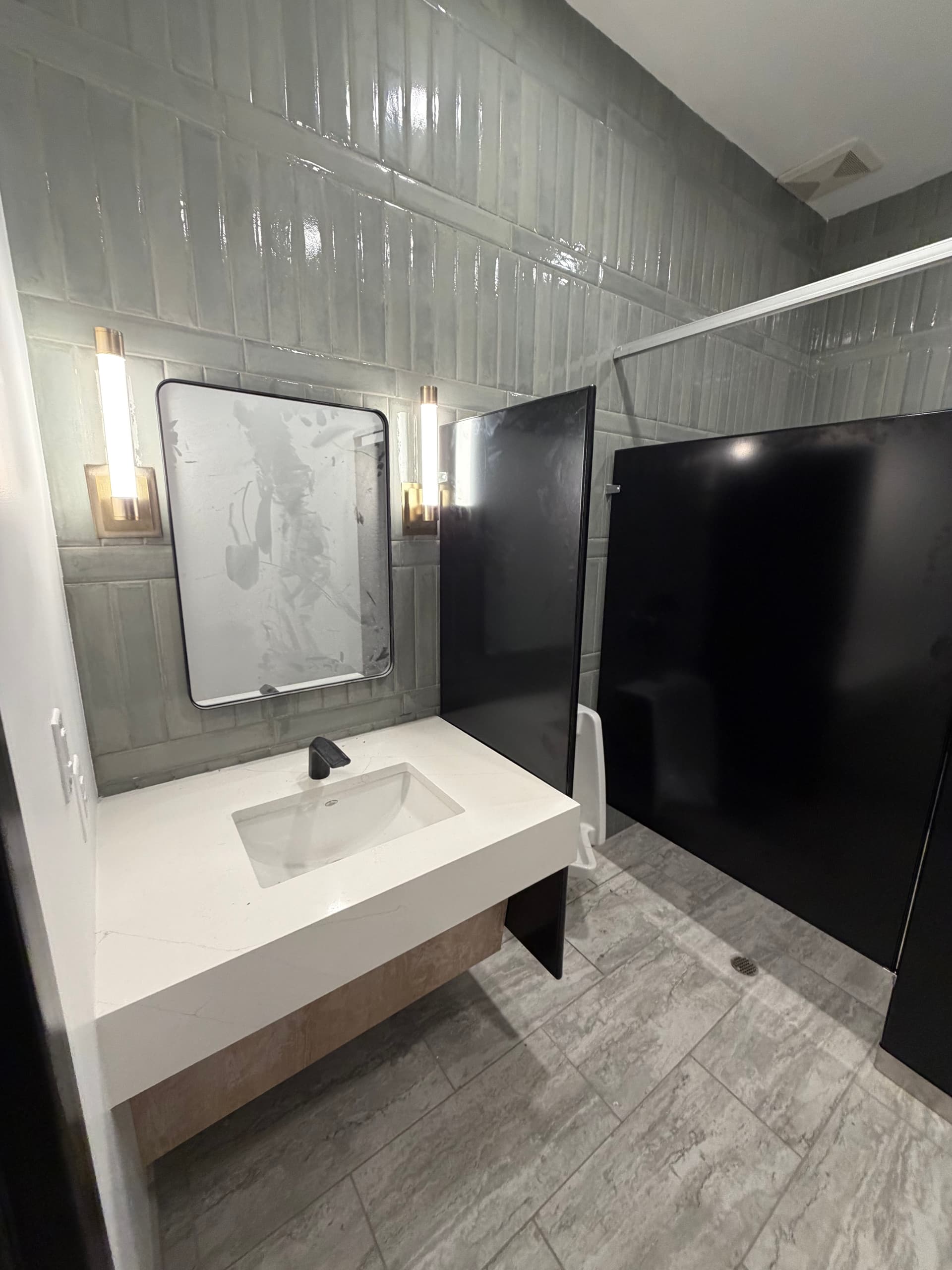 Gallery photos for Commercial Bathroom Remodel with Black Partitions in Charlotte: Image #6