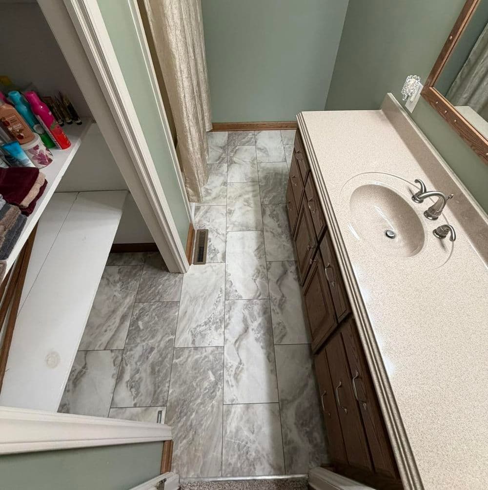 Project Bathroom Upgrade with Floating Vinyl Tile in China Grove NC image