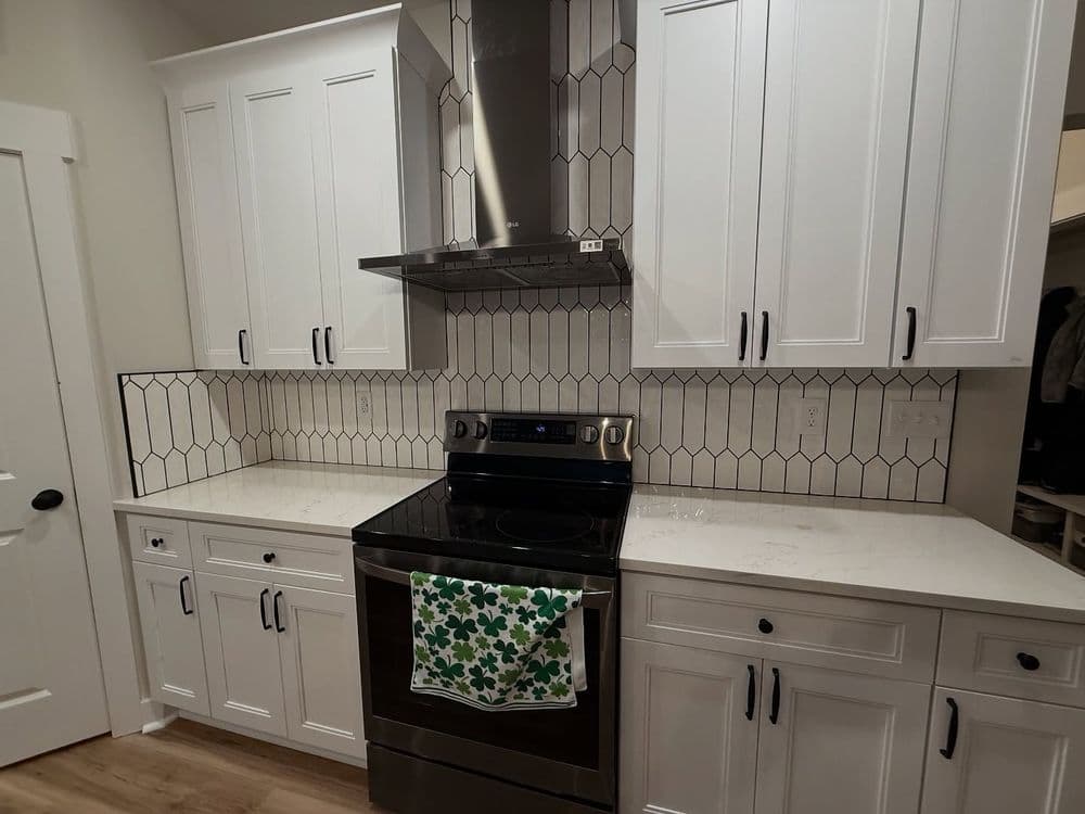 Chic Black and White Kitchen Backsplash Installation in Mt Pleasant