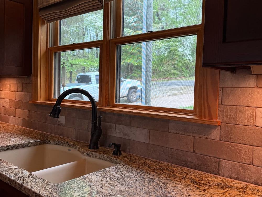 Gallery photos for Charming Stone Tile Backsplash Installation: Image #5